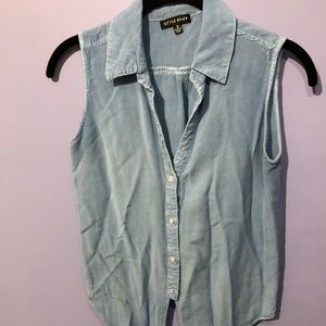 Fake Denim Sleeveless Top